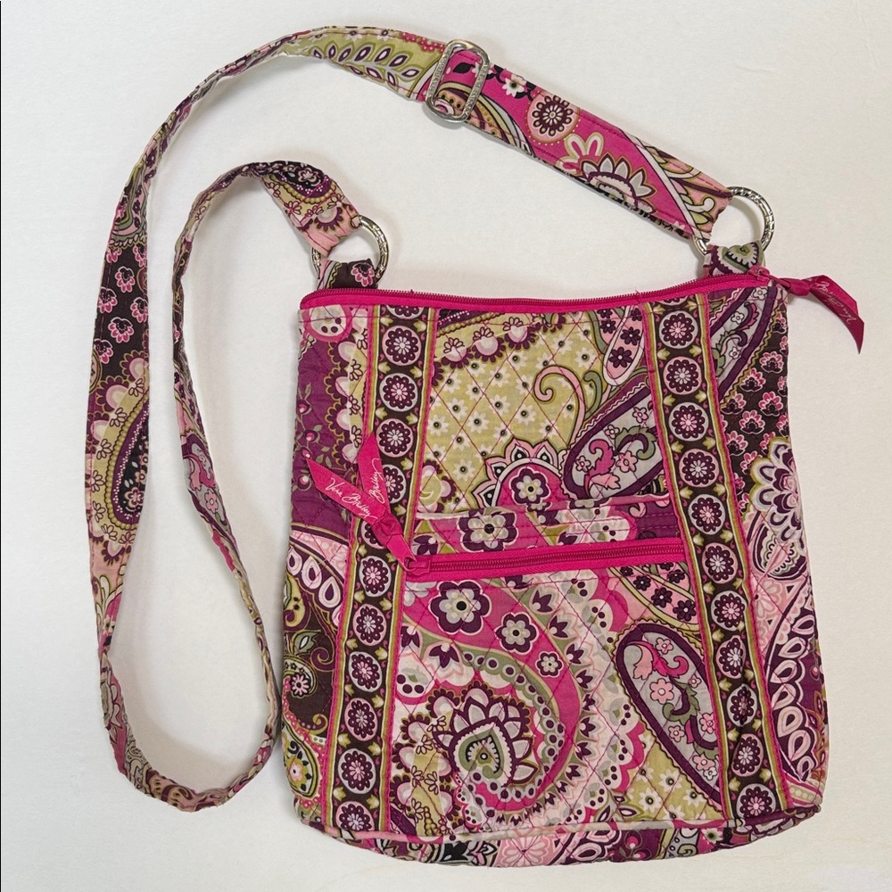 VERA BRADLEY Paisley Pink Green White Long Strap Bag